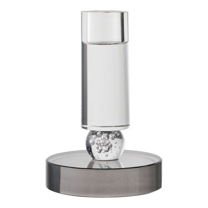 Ljusstake - Ljusstake, glas, grå/vit Ø9x13 cm