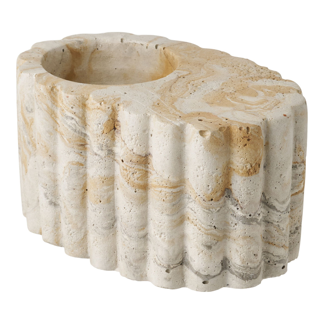 Fyror - fyrstadium, cement, brun/beige Ø10,5x6 cm