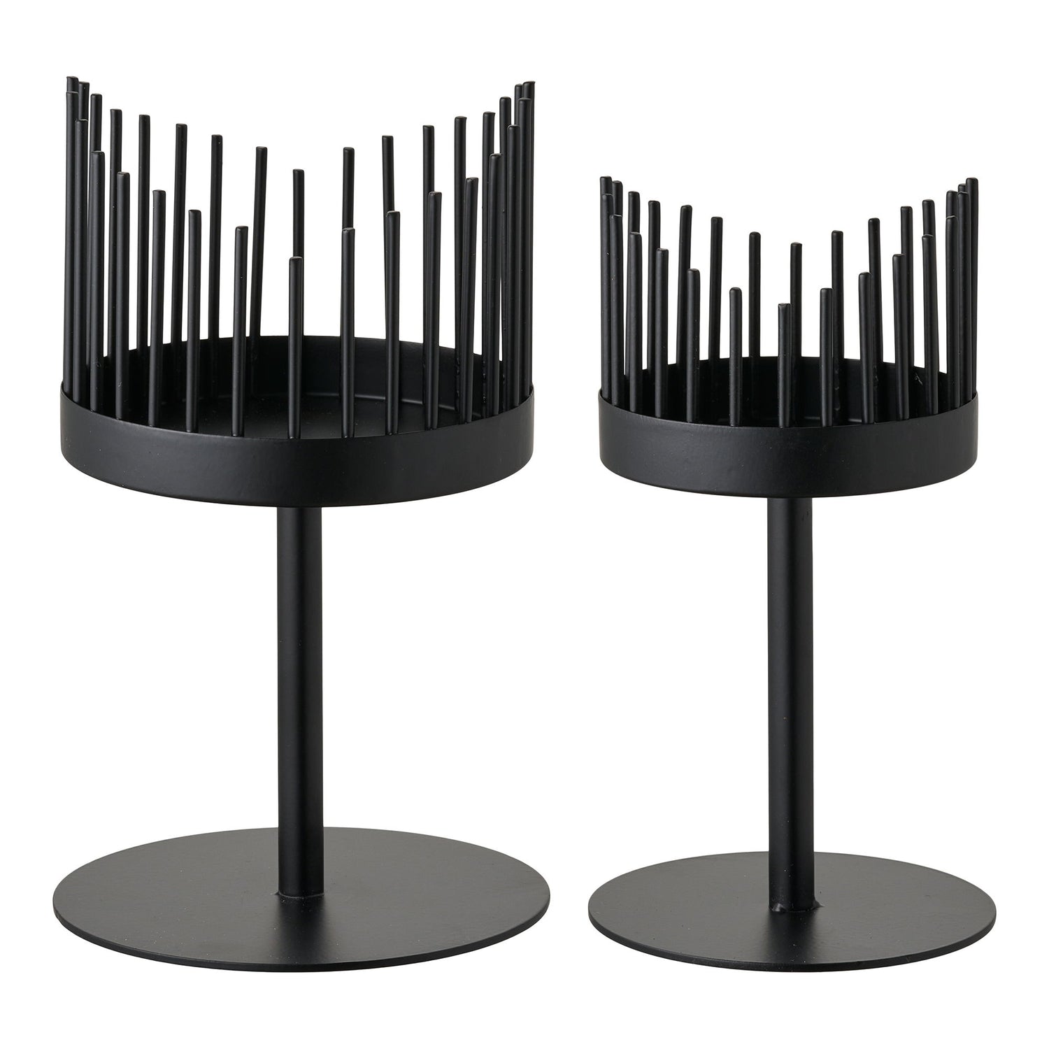 Ljusstake - Ljusstake, stål, svart uppsättning av 2