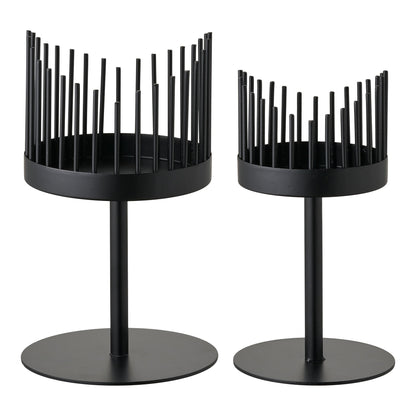 Ljusstake - Ljusstake, stål, svart uppsättning av 2