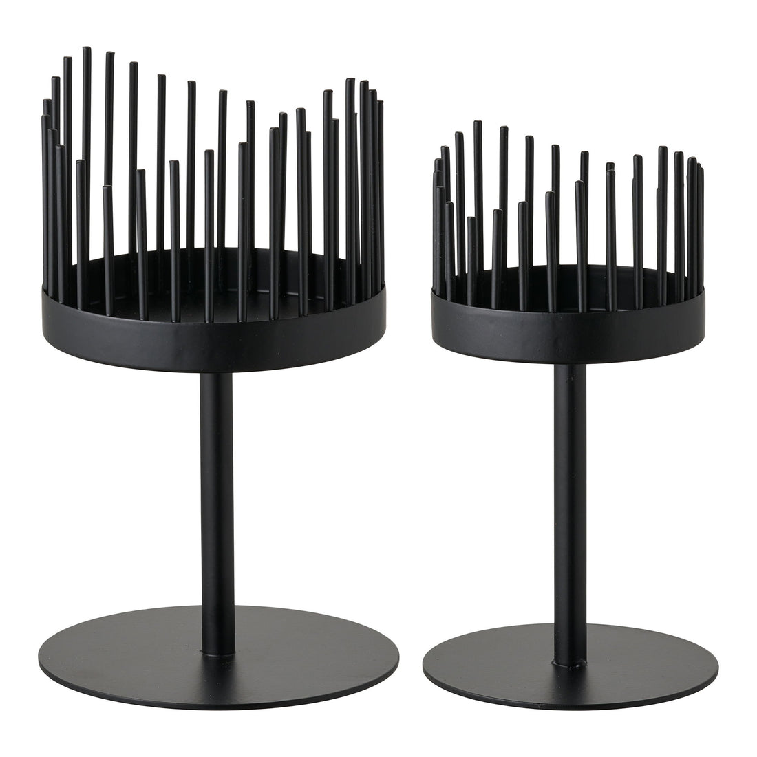 Ljusstake - Ljusstake, stål, svart uppsättning av 2