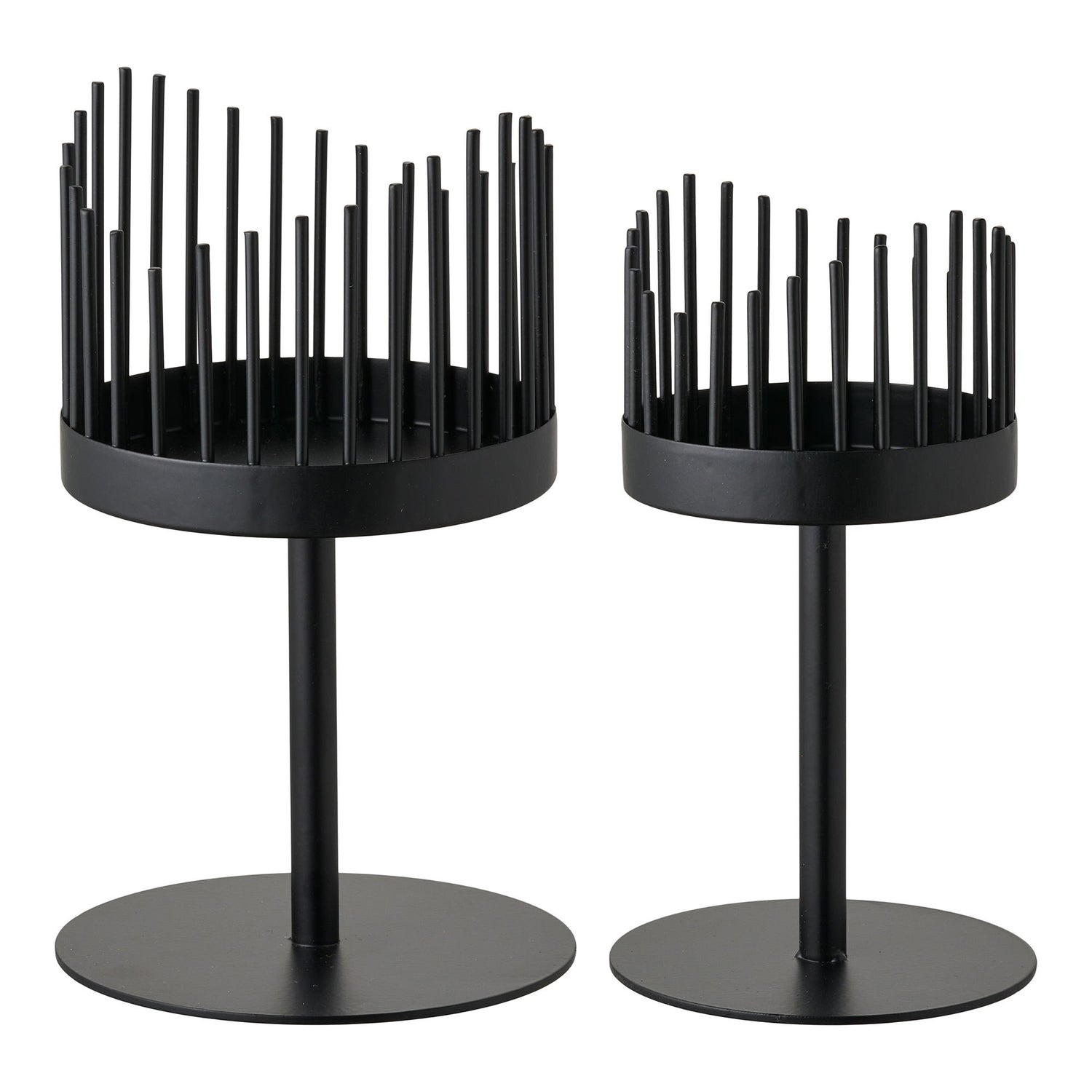 Ljusstake - Ljusstake, stål, svart uppsättning av 2