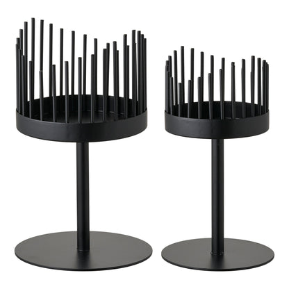 Ljusstake - Ljusstake, stål, svart uppsättning av 2