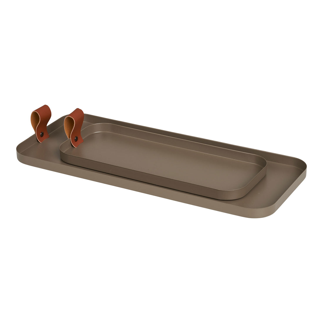 Magasy - Tray, Steel, Brown Set of 2