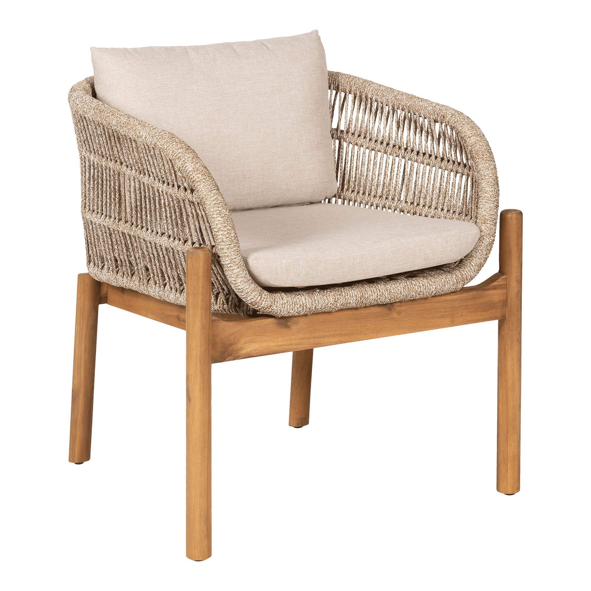 Matbordsstol, Acacia, Beige, inkl. Dämpa