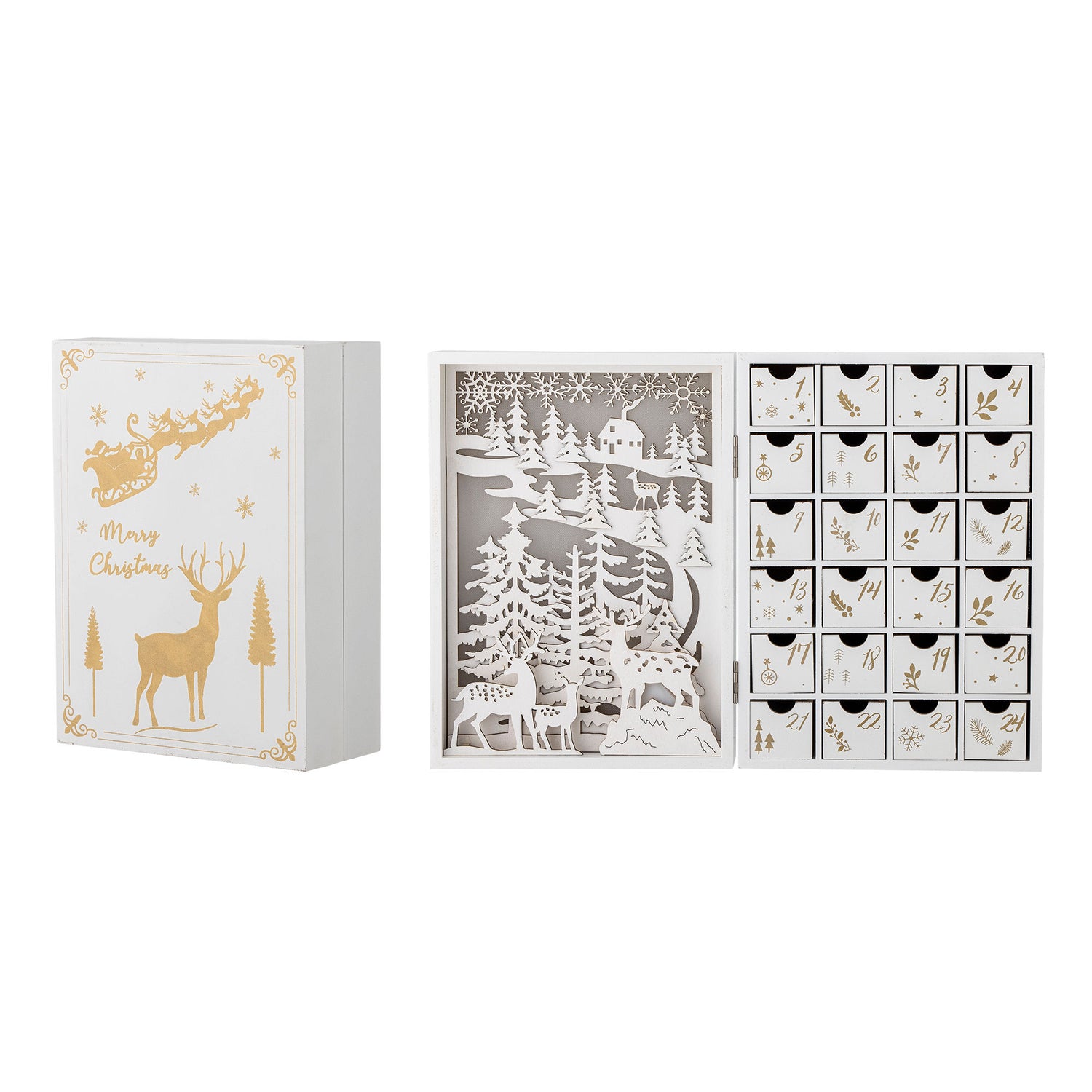 Bloomingville Elimar Kalender med ljus, vit, plywood