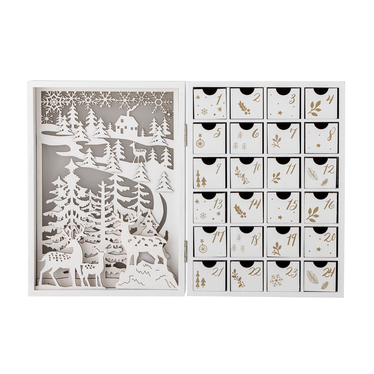 Bloomingville Elimar Kalender med ljus, vit, plywood