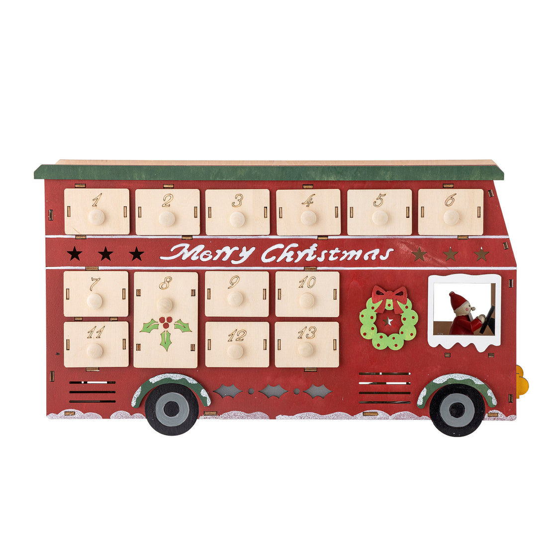 Bloomingville Edward -kalender med ljus, röd, plywood