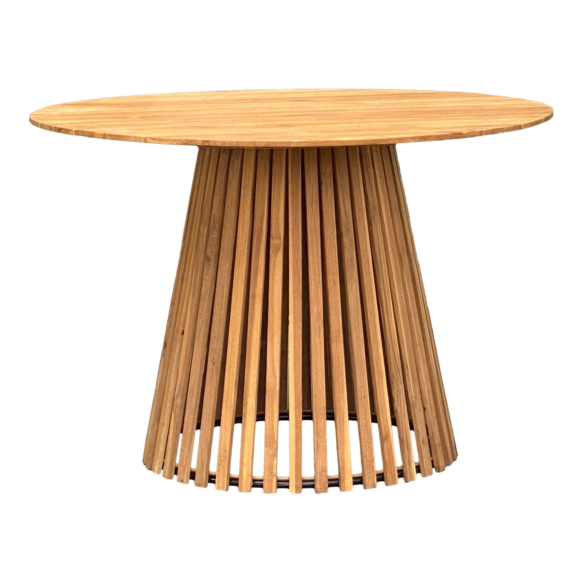 Matbord, teakbänk, teakbas, natur Ø130x74 cm