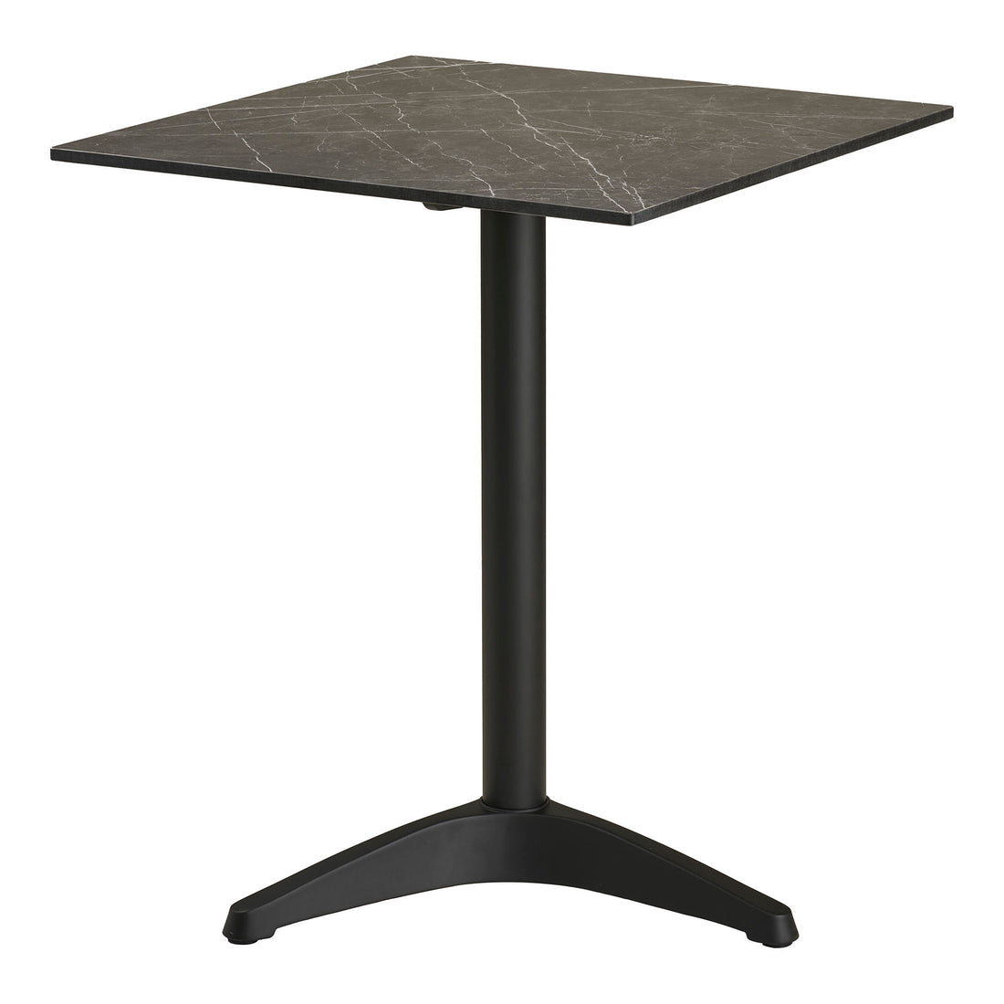 Café Table - Café Table, Marble Look bänkskiva, mörkgrå, svarta ben, aluminium 60x60x73 cm