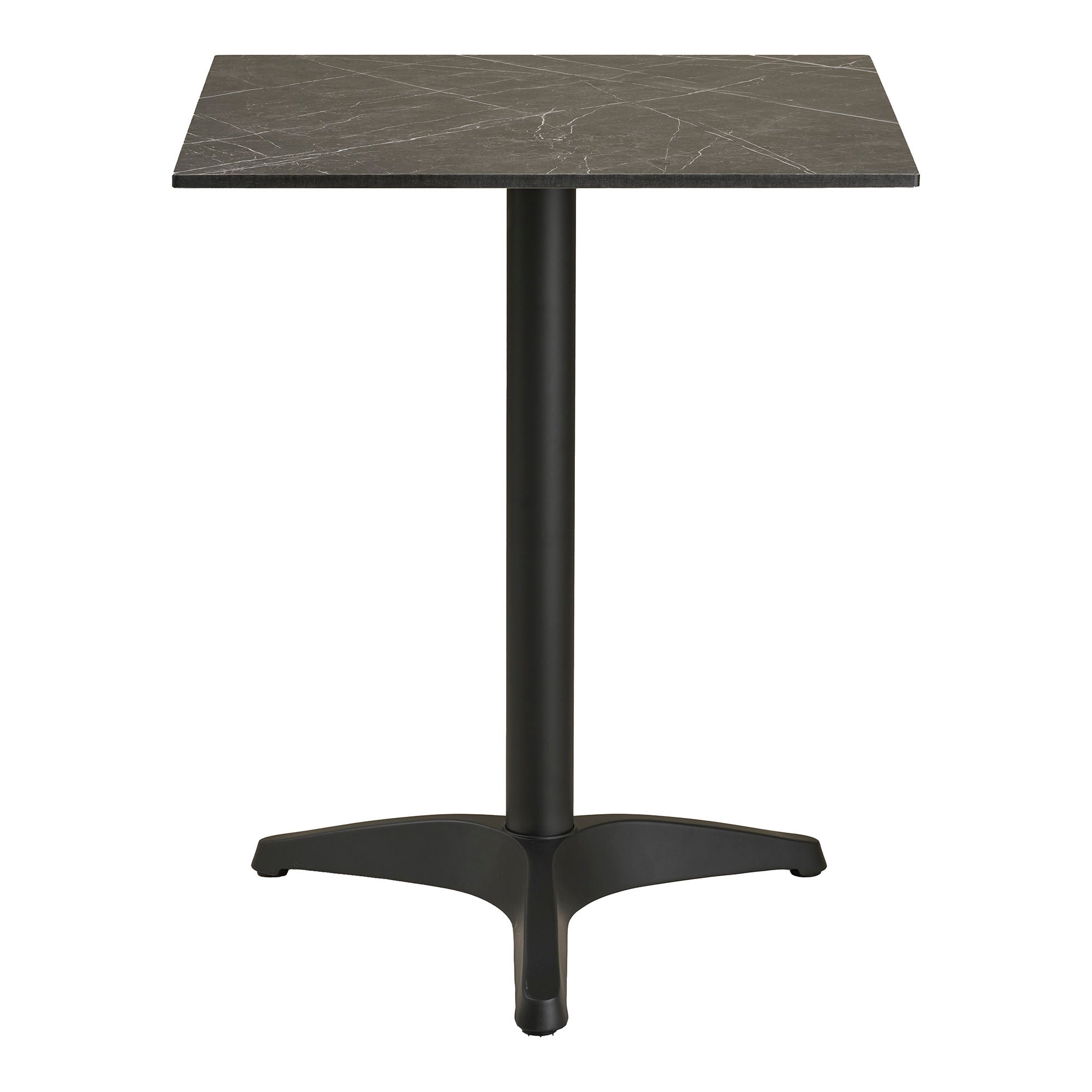 Café Table - Café Table, Marble Look bänkskiva, mörkgrå, svarta ben, aluminium 60x60x73 cm