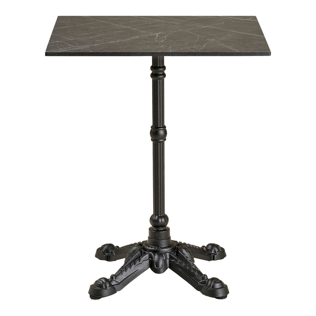Café Table - Café Table, Marble Look bänkskiva, mörkgrå, svarta ben, aluminium 60x60x73 cm