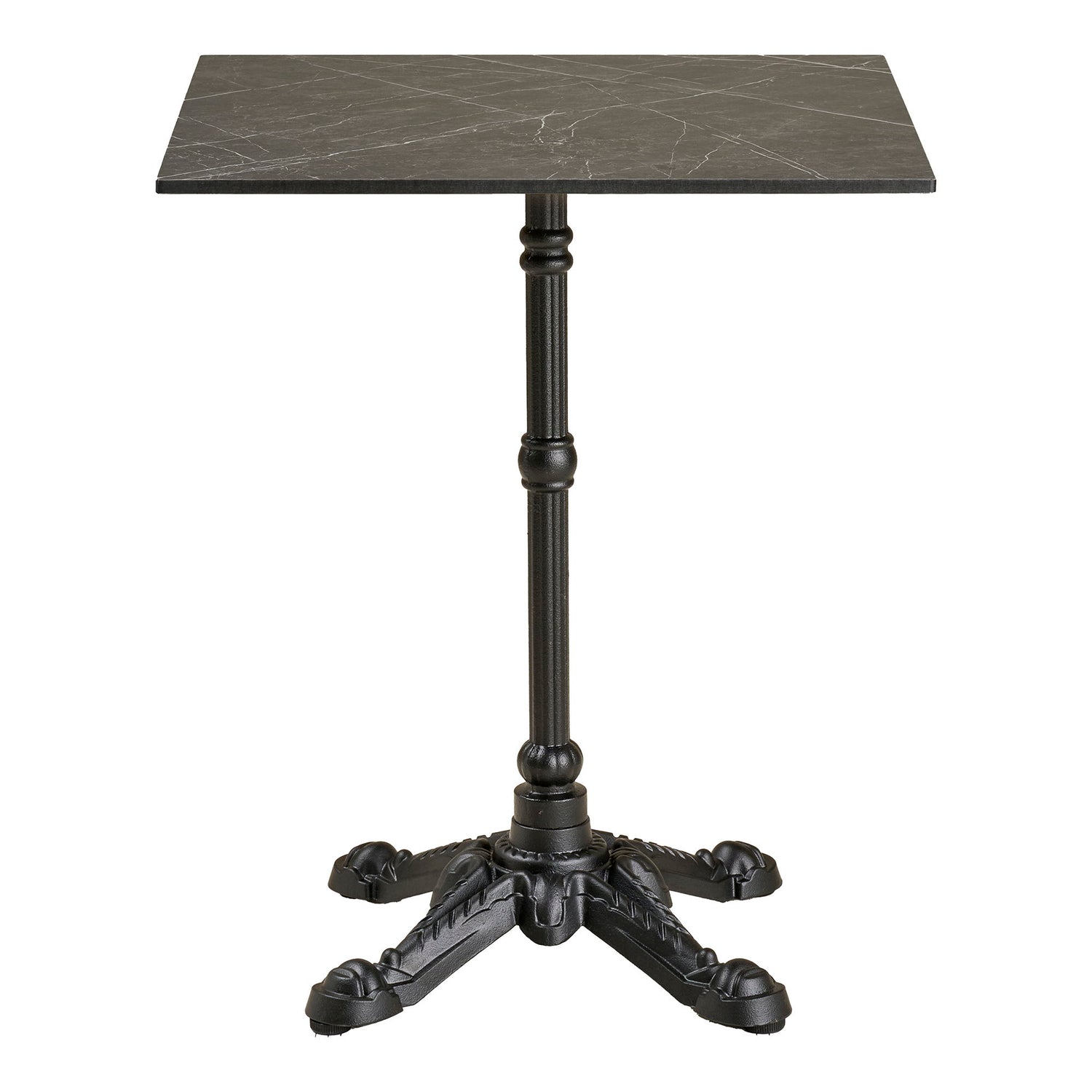 Café Table - Café Table, Marble Look bänkskiva, mörkgrå, svarta ben, aluminium 60x60x73 cm