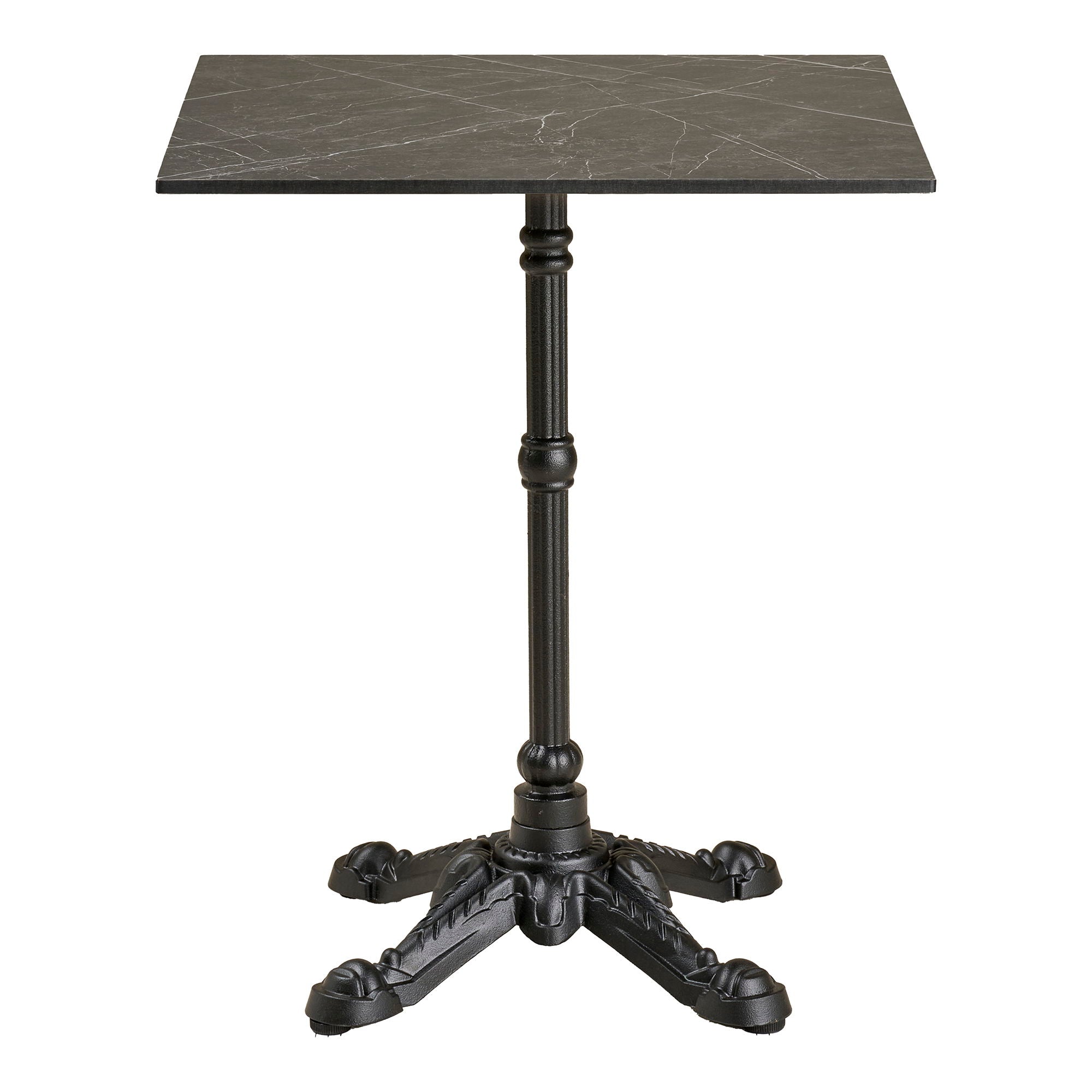 Café Table - Café Table, Marble Look bänkskiva, mörkgrå, svarta ben, aluminium 60x60x73 cm