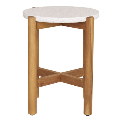 Sidobord, akacia/terazzo, natur&lt;br&gt;Ø37x46 cm