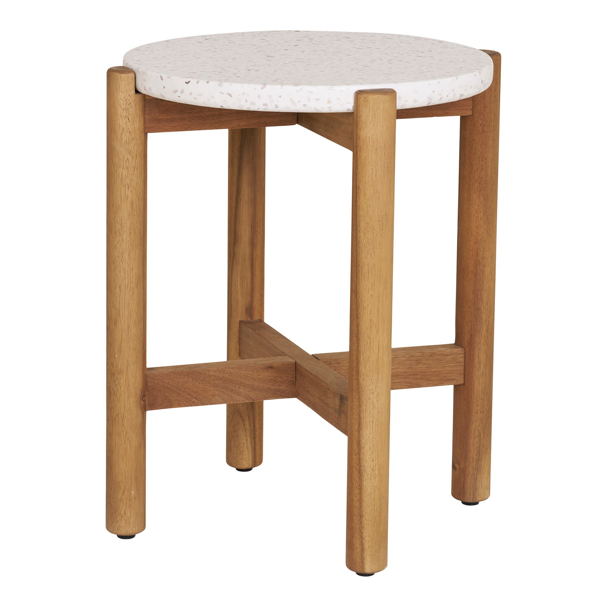 Sidobord, akacia/terazzo, natur&lt;br&gt;Ø37x46 cm