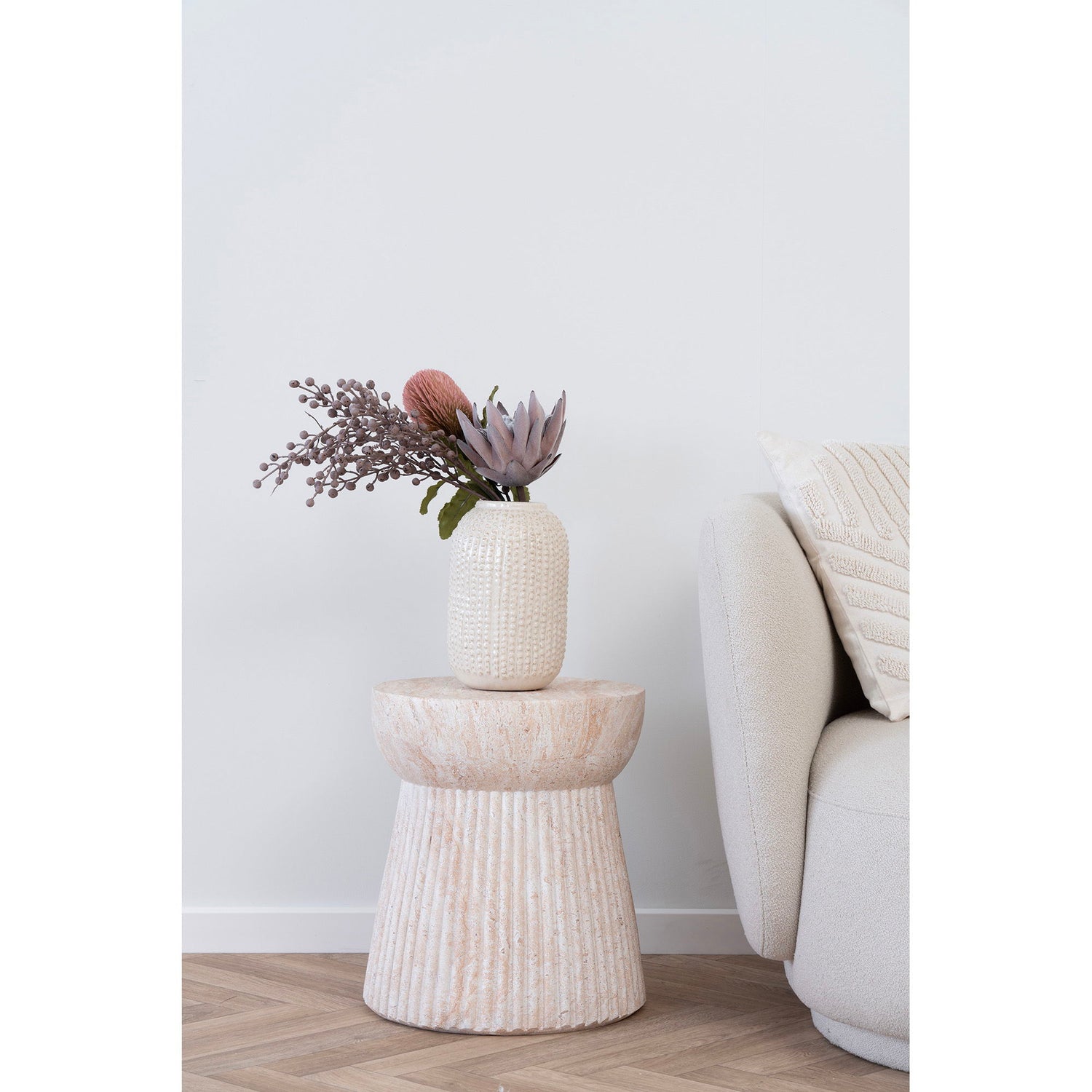 Sidobord, fiberlera, natur&lt;br&gt;Ø47.5x41 cm