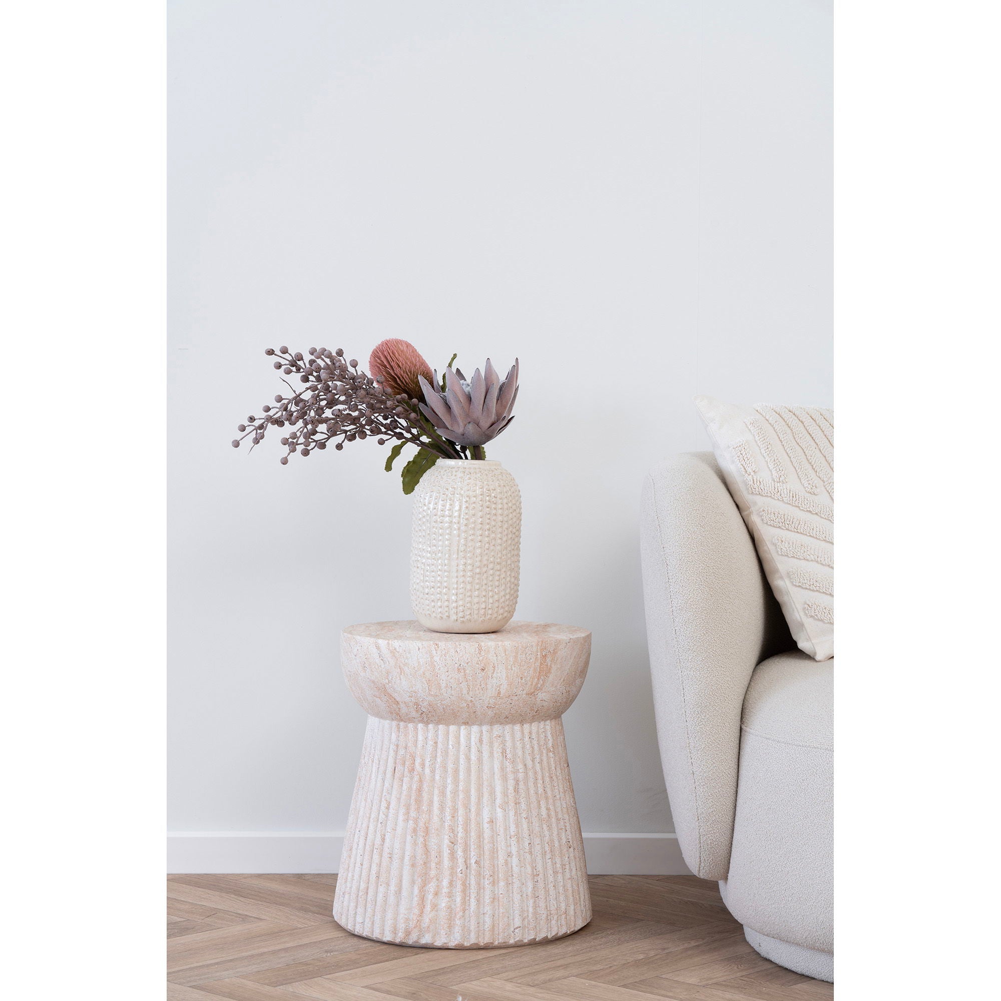 Sidobord, fiberlera, natur&lt;br&gt;Ø47.5x41 cm
