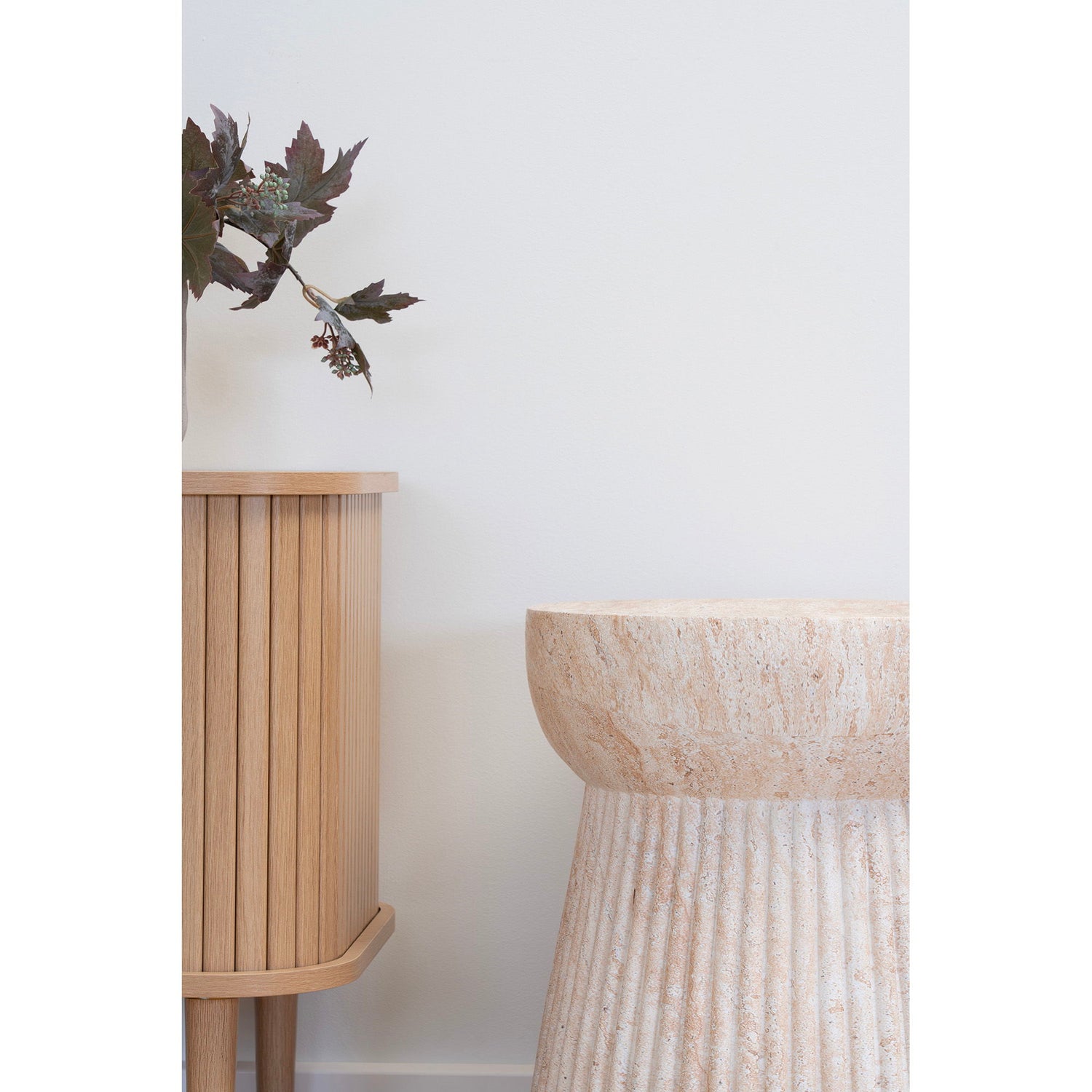 Sidobord, fiberlera, natur&lt;br&gt;Ø47.5x41 cm