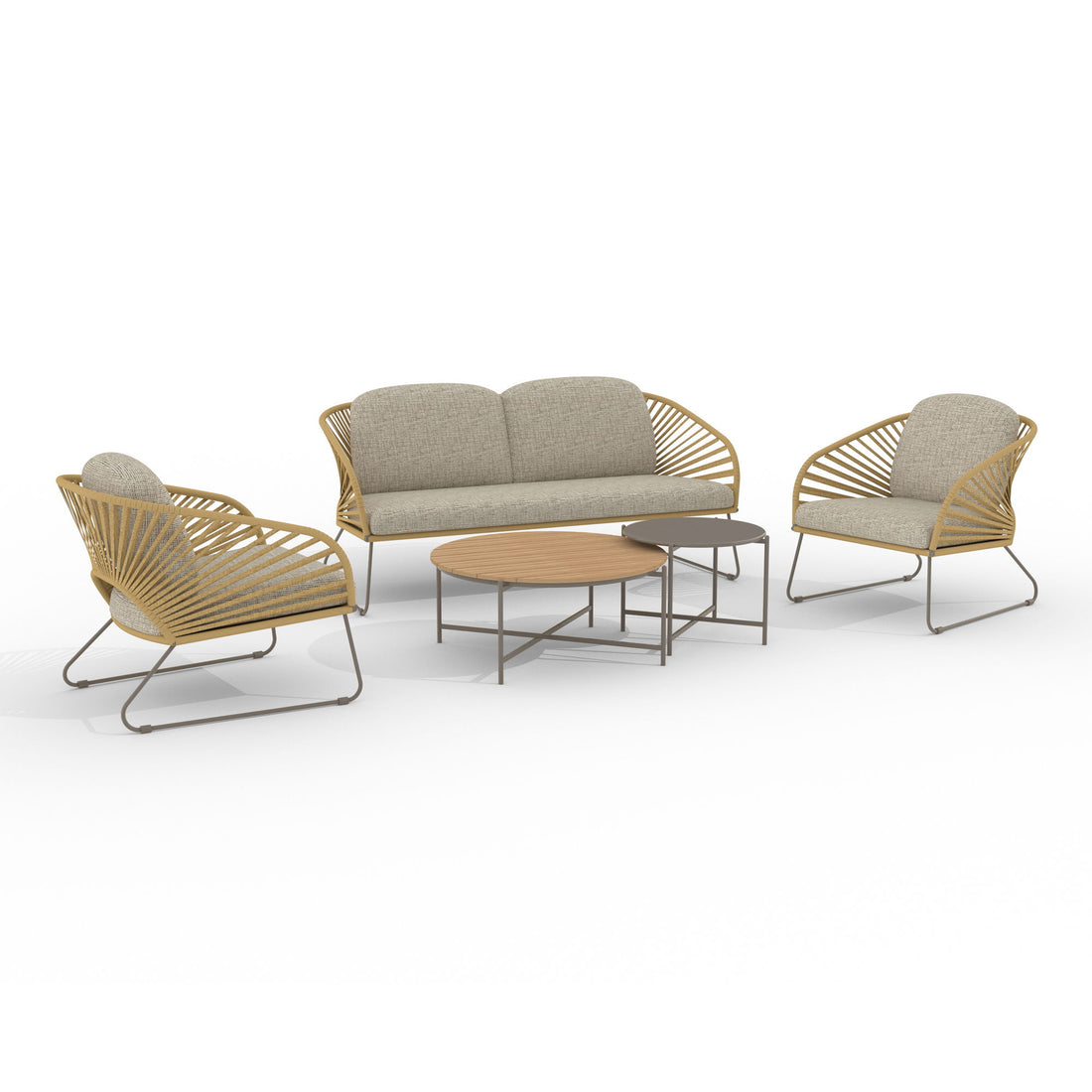 Loungeset, stål, beige, sand, inkl. kuddar