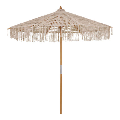 Parasoll, bomull, träpinne, beige<br>ø250 cm
