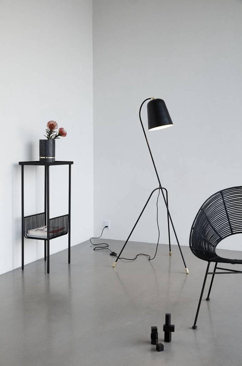 Hübsch golvlampa - 55 x 55 cm x H156 cm - svart och mässing