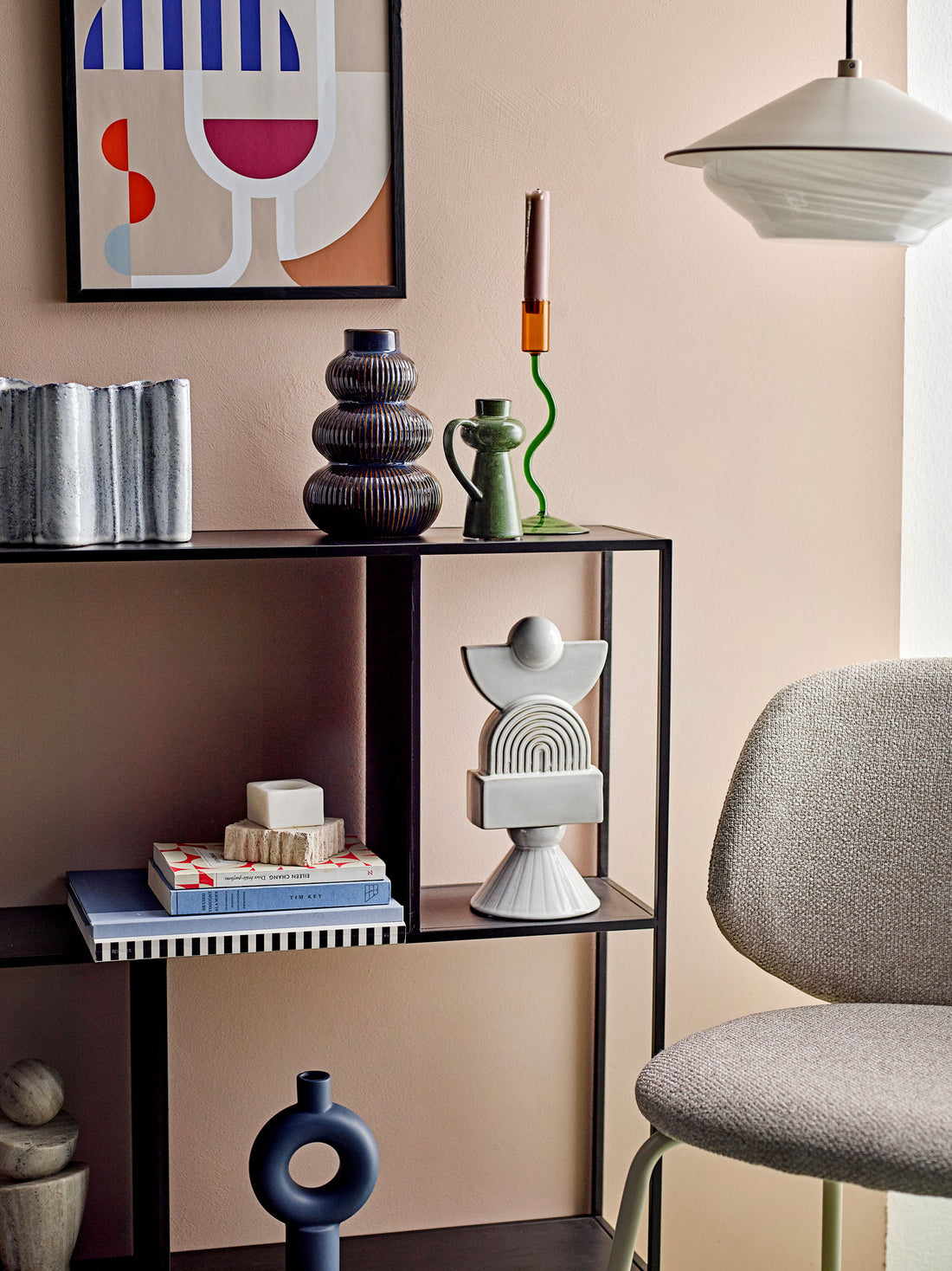 Bloomingville vinillustration med ram, svart, kille