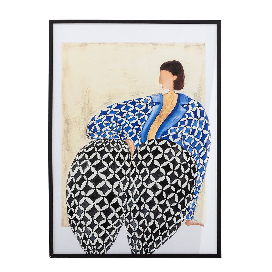 Bloomingville Vivianne illustration med ram, svart, kille