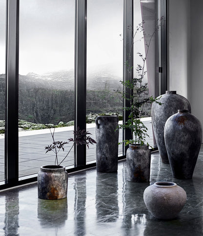 Pot of Echo 80 - Rust Gray - Terracotta - H: 80 Ø: 45 cm