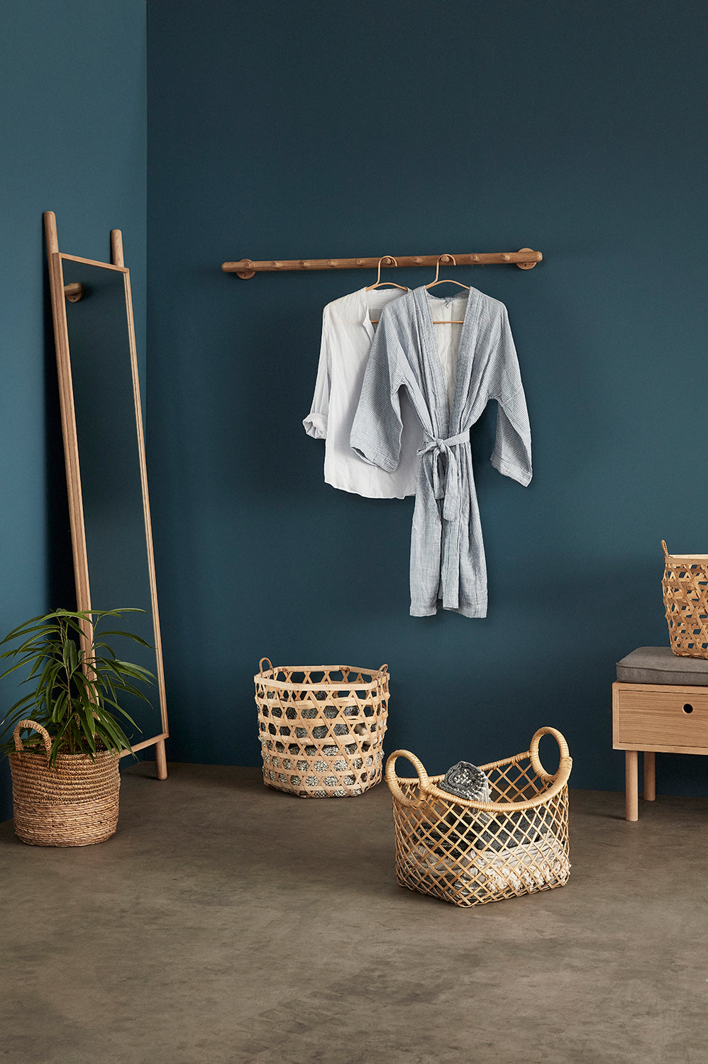 Mager golvspegel Natur - 53xh188cm