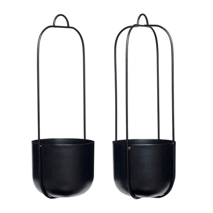 Lotus hängande potten svart (uppsättning av 2) - Ø16xh44cm