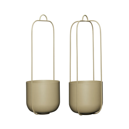 Lotus hängande potten khaki (uppsättning av 2) - Ø16xh44cm