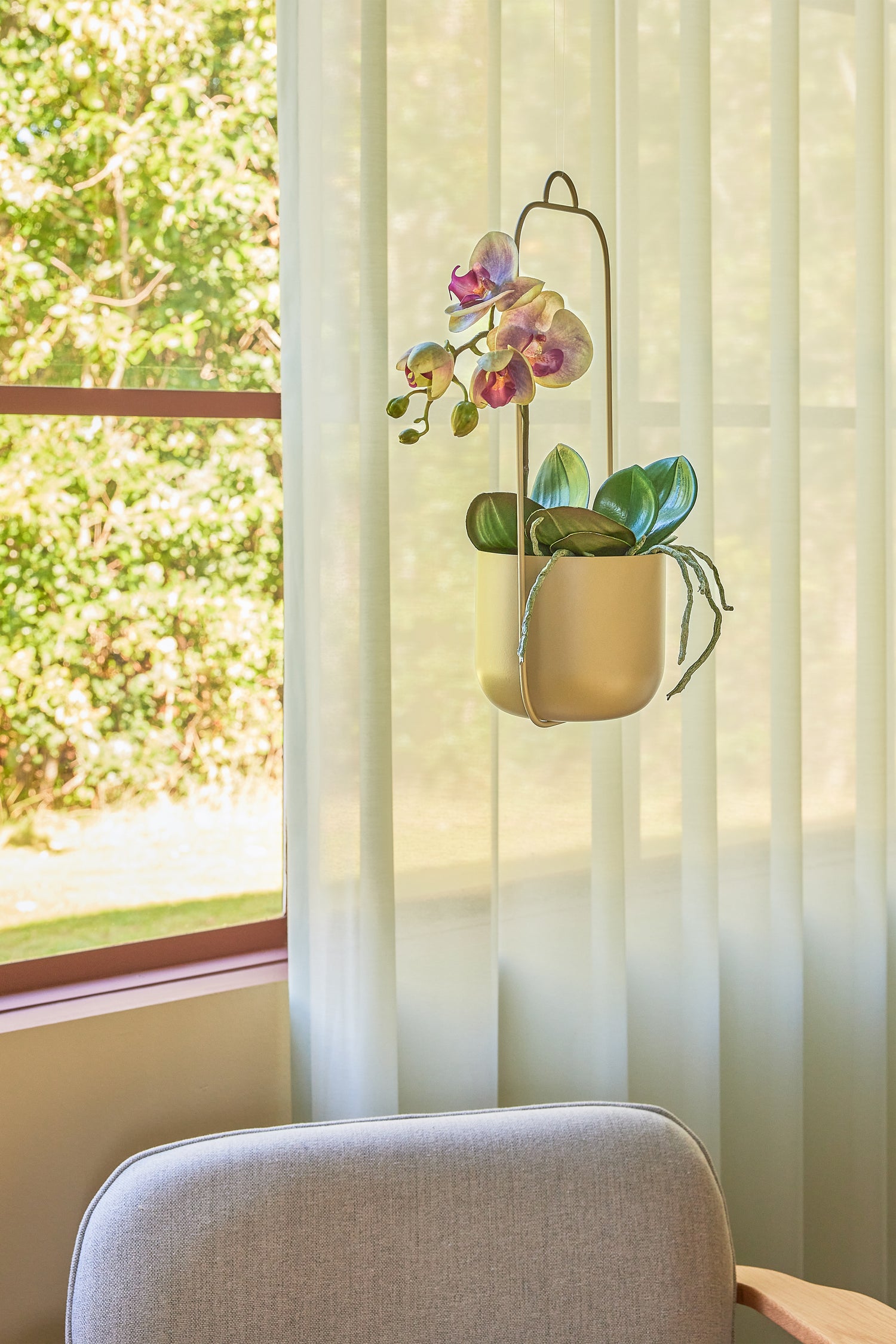 Lotus hängande potten khaki (uppsättning av 2) - Ø16xh44cm
