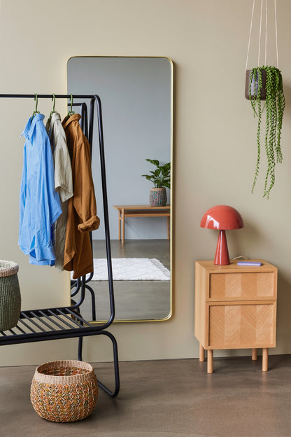 Retro väggspegel Stor mässingsfärg - 60x4xh152cm