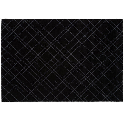 Golvmatta 90 x 130 cm - Linjer/svartgrå