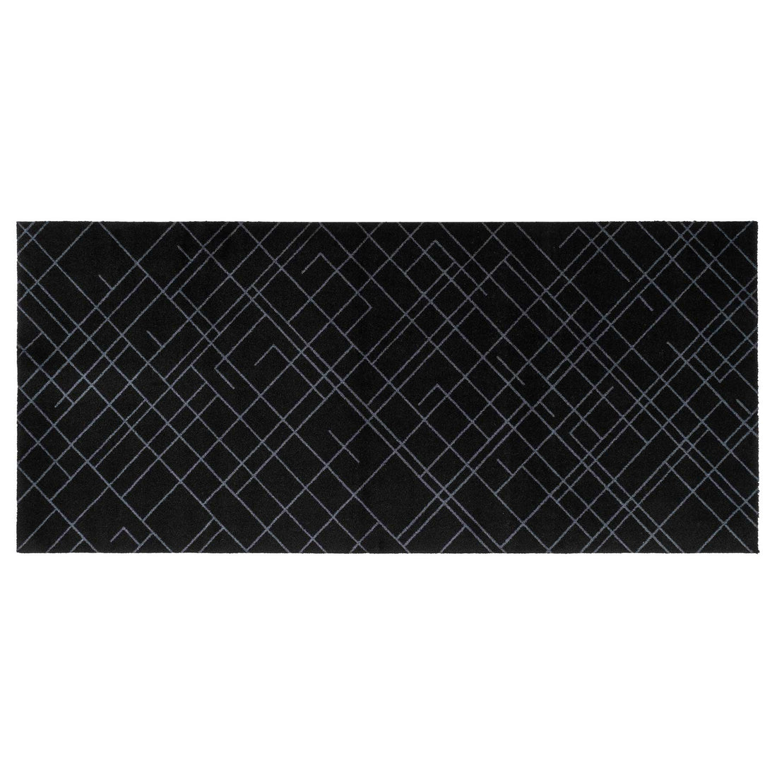 Golvmatta 90 x 200 cm linjer/svartgrå