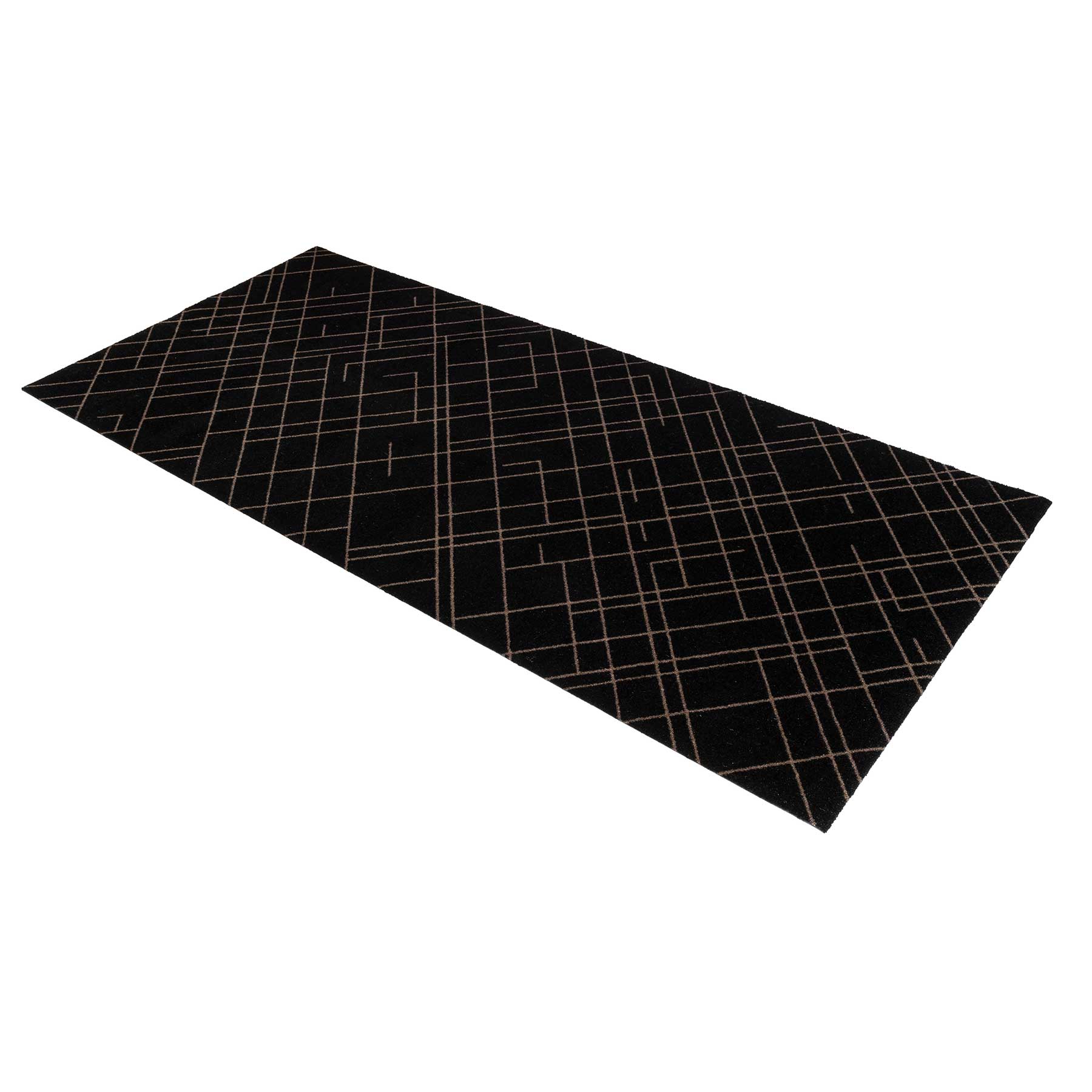 Golvmatta 90 x 200 cm - linjer/sand svart