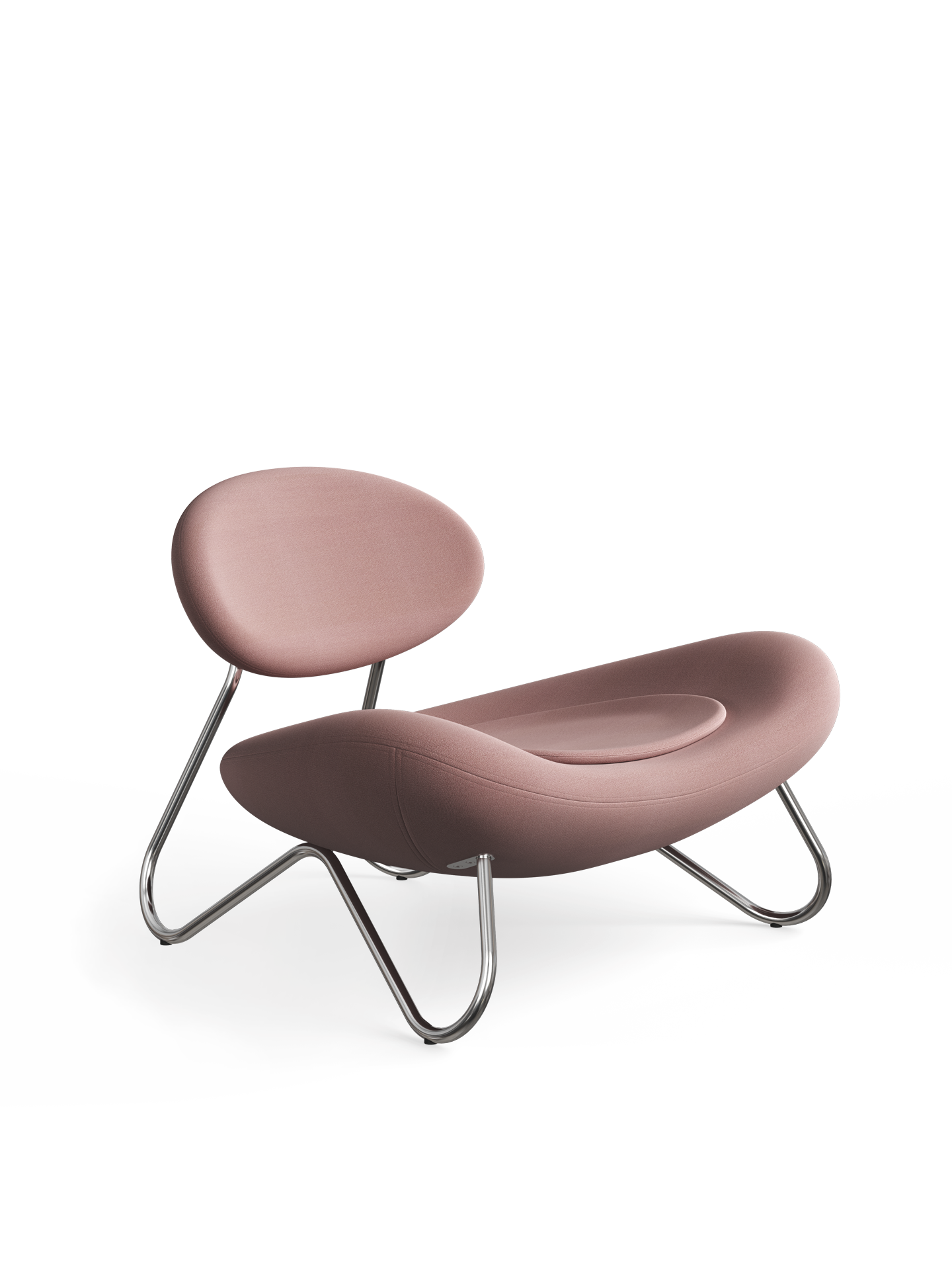 Meadow Lounge stol - Dusty pink/Chrome