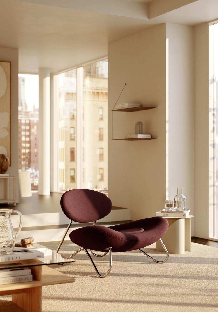 Meadow Lounge Chair - Bordeaux/borstad stål