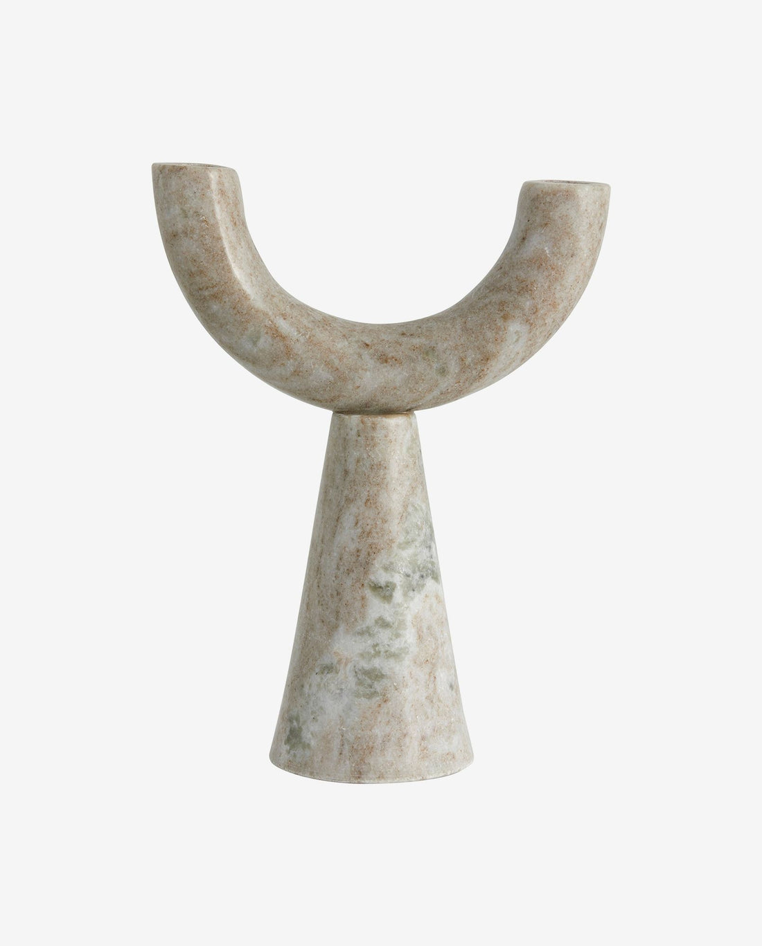 Rif ljusstake i marmor - H26,5 cm - ljusbrun