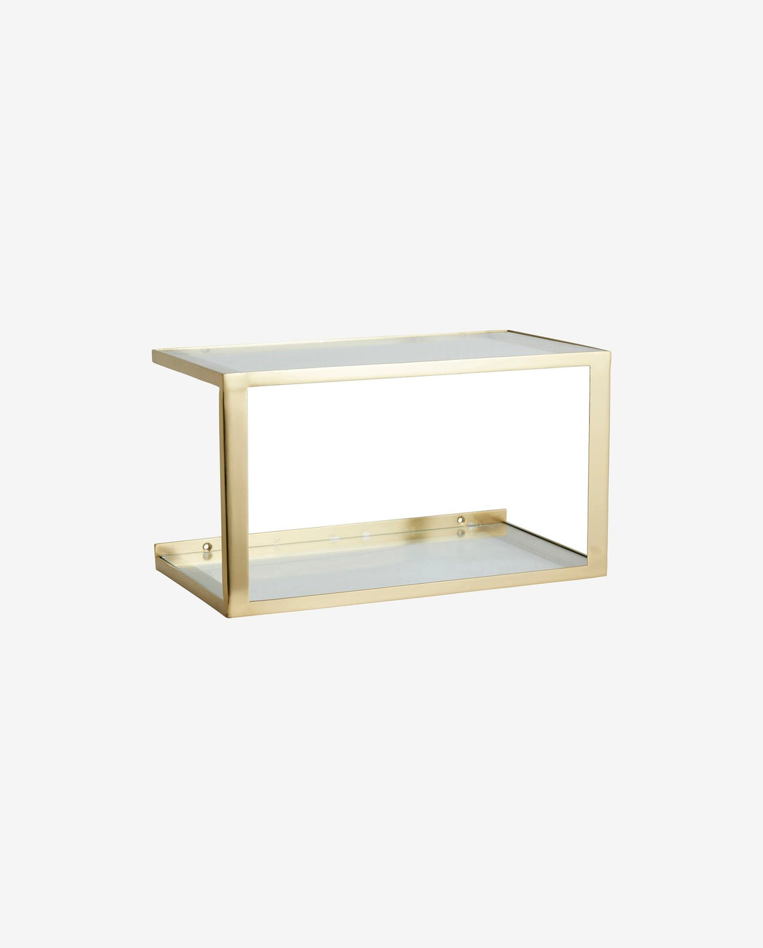 Nera -hyllan/metallbäddbordet med glas - 36x20 cm - guldfinish