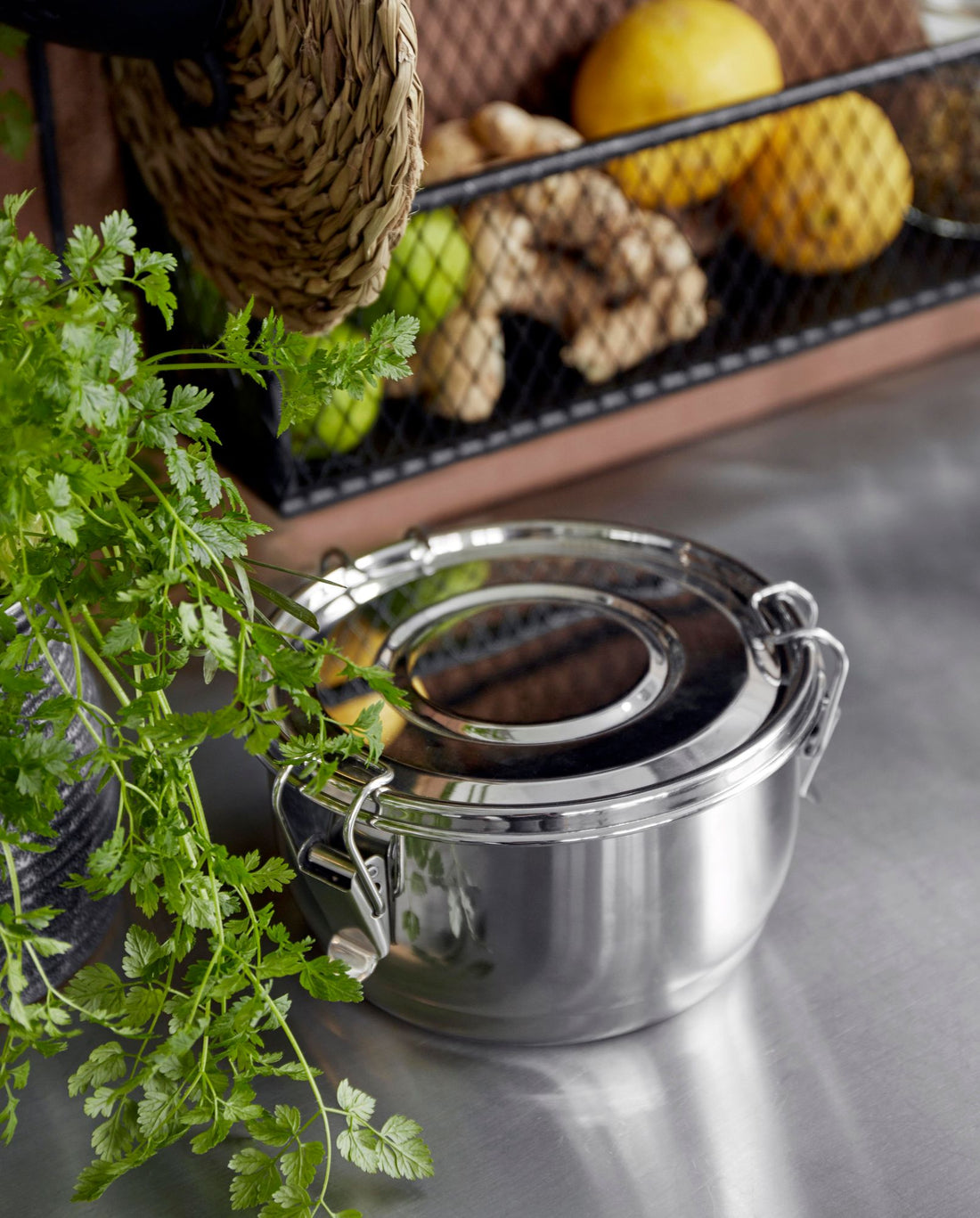 Cani runda lunchlåda i rostfritt stål - Ø15 cm