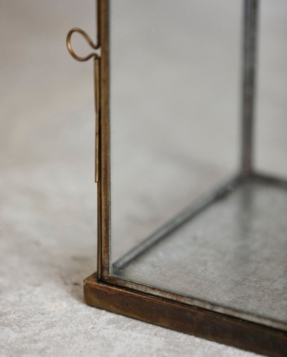 ANTIK lykta i järn - h30 cm - guldfinish