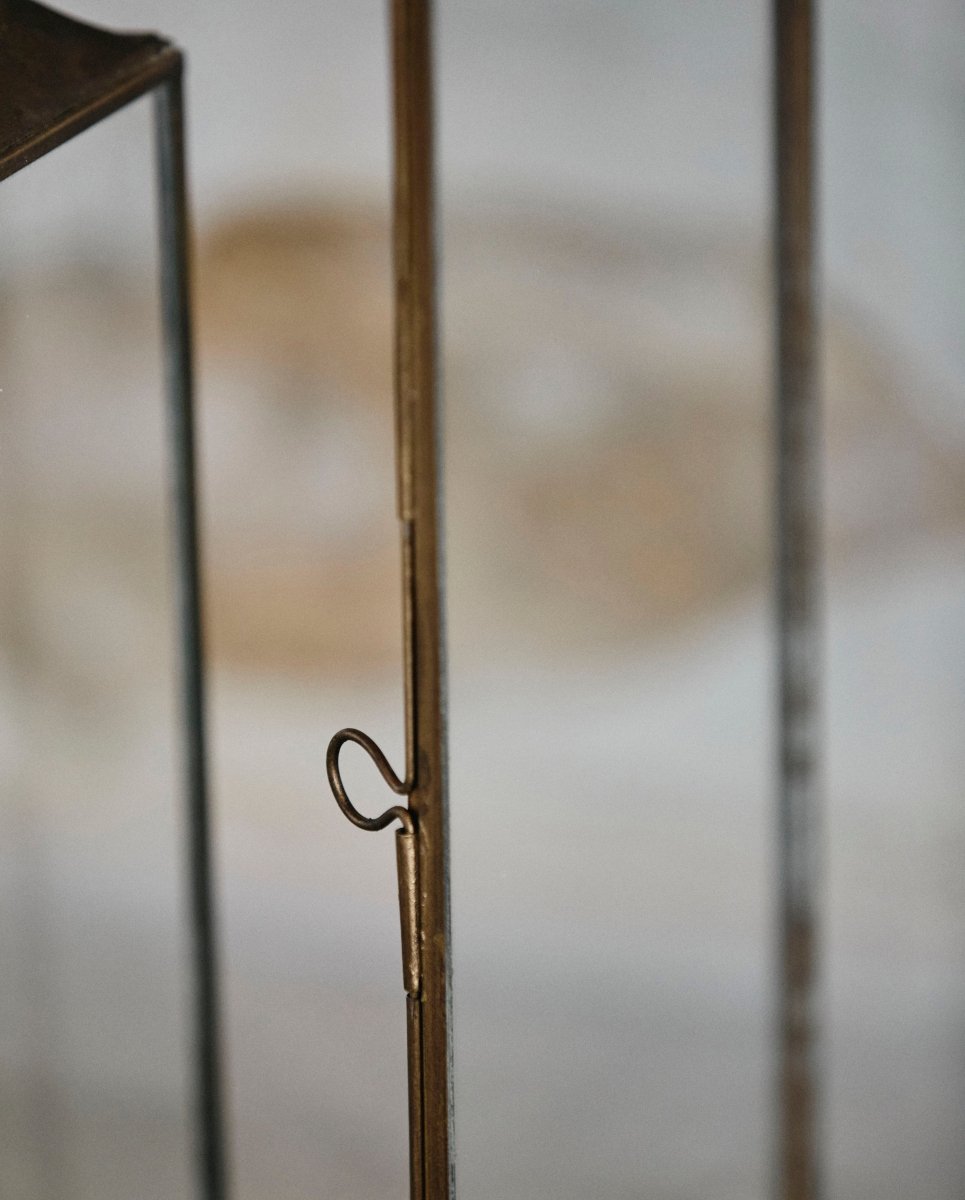 ANTIK lykta i järn - h30 cm - guldfinish