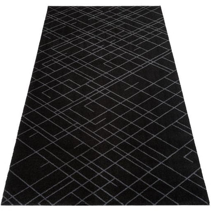 Golvmatta 90 x 200 cm linjer/svartgrå