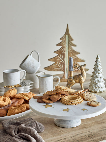 Bloomingville Fenya Star Cake Dish, vit, marmor