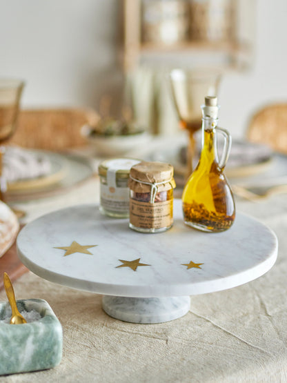 Bloomingville Fenya Star Cake Dish, vit, marmor