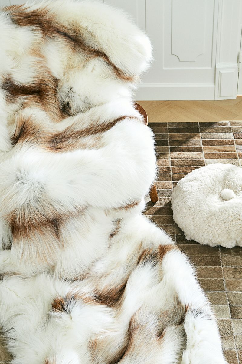 Premiummatta av räv | Baksidan av kashmir | Ljusguld | 150x150 cm