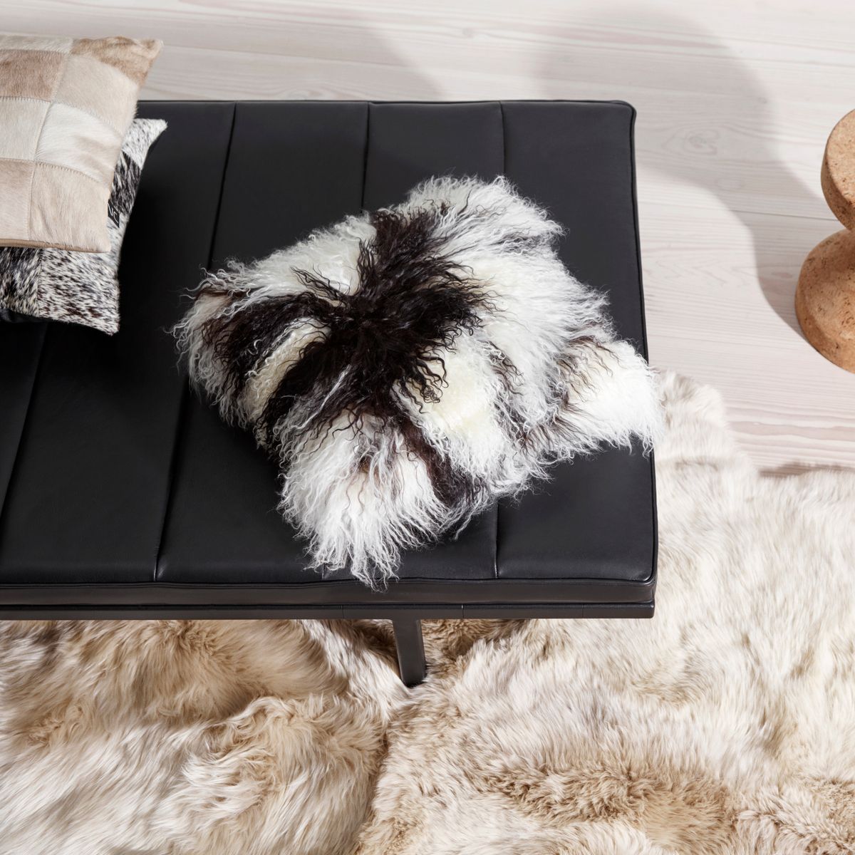 Lammskinnskudde | Lockigt | Tibet | 40x40 cm