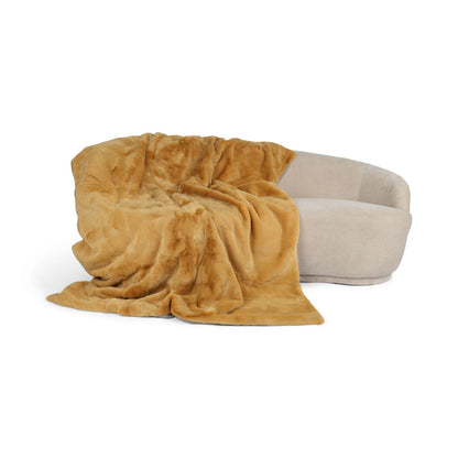 Minkpläd | Baksidan av kashmir | Senap | 140x200 cm